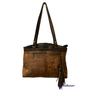 Patricia Nash Leather Tassel Shoulder Handbag Embossed Bag